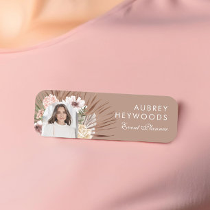 Modern Chic Bohemian Watercolor Florals Photo Arch Name Tag