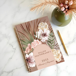 Modern Chic Bohemian Watercolor Florals Photo Arch Planner