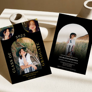 Modern chic boho arch black 4 photo graduation