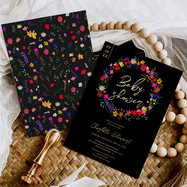 Modern chic boho bright wild flowers baby shower (Creator Uploaded)