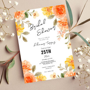 Modern chic boho bright wild flowers bridal shower invitation