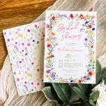 Modern chic boho bright wild flowers bridal shower invitation<br><div class="desc">Add a touch of bohemian elegance to your events with our Modern Chic Boho Bright Elegant Colorful wild flowers Bridal Shower Invitation. Featuring pink,  red,  green,  and purple hues botanical flowers inspired by wildflowers and watercolor rustic gardens with subtle greenery and modern boho script typography.</div>