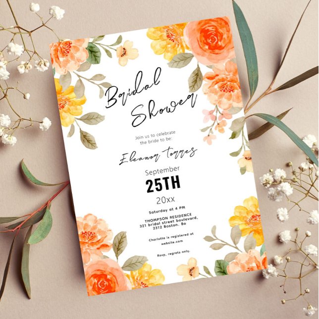 Modern chic boho bright wild flowers bridal shower invitation (Creator Uploaded)