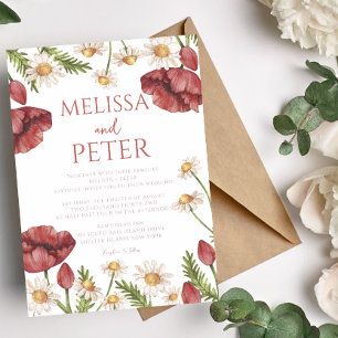 Modern chic boho bright wild flowers Wedding Invitation