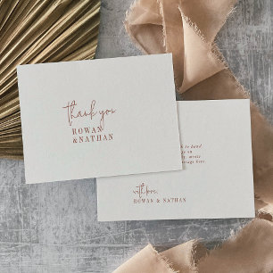 Modern Chic Boho Cream Flat Wedding Thank You Card