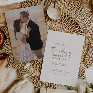 Modern Chic Boho Cream Photo Back Wedding Invitation