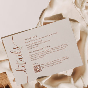 Modern Chic Boho Cream Script  Wedding Details Enclosure Card