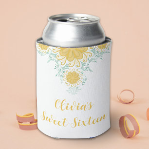 Modern Chic Boho Floral Sweet 16 Birthday Party Can Cooler