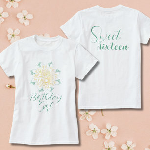 Modern Chic Boho Floral Sweet 16 Birthday Party T-Shirt