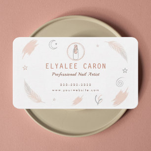 Modern Chic Boho Manicurist Artist Nail Tech Business Card