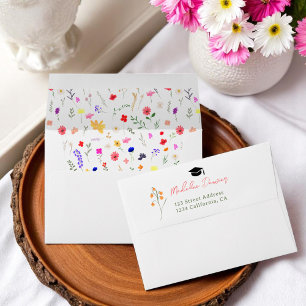 Modern chic boho wild flowers graduation envelope