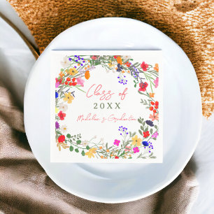 Modern chic boho wildflowers graduation napkin