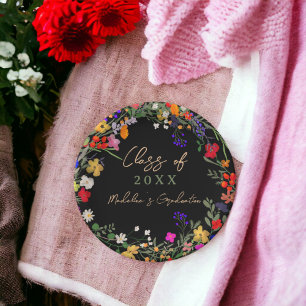 Modern chic boho wildflowers graduation paper plate