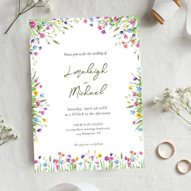 Modern Chic boho wildflowers Wedding Invitation (Creator Uploaded)