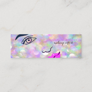 Modern Chic Bokeh, Girl Face,Makeup artist Mini Business Card