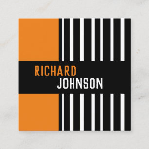 modern chic bold orange and black geometric square business card