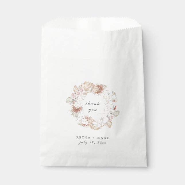 Modern Chic Botanical Wreath Wedding Favour Bags (Front)