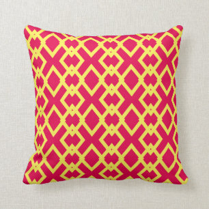 Modern Chic Bright Colour Yellow Pink Pattern Cushion
