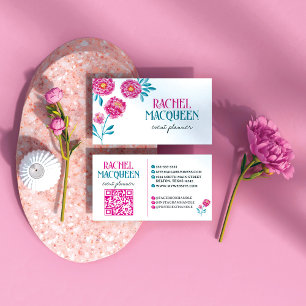 Modern Chic Bright Floral Blooms Watercolor Business Card