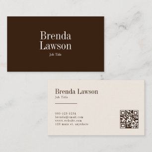 Modern Chic Brown & Beige Professional QR Code Business Card