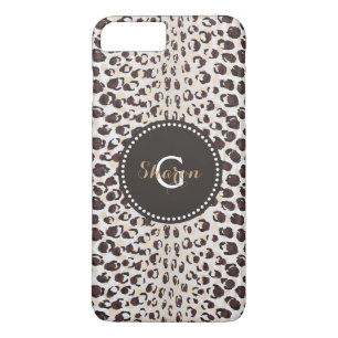 Modern chic brown cheetah print pattern monogram Case-Mate iPhone case