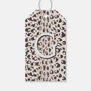 Modern chic brown cheetah print pattern monogram gift tags