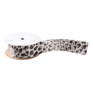 Modern chic brown cheetah print pattern monogram satin ribbon