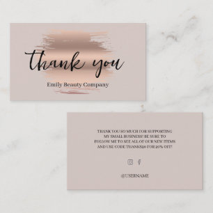 Modern Chic Brush Stroke Small Thankyou Business Card