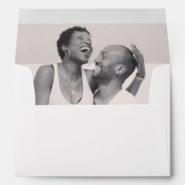 Modern Chic Calligraphy Simple Photo Wedding Envelope (Back (Bottom))