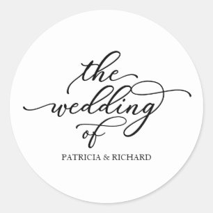 Modern Chic Calligraphy The Wedding Of Classic Rou Round Sticker