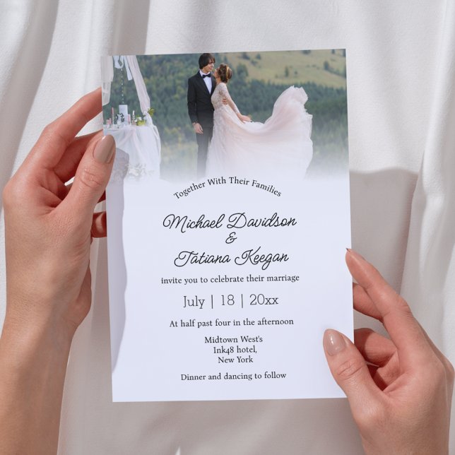 modern chic calligraphy wedding photo Invitation (Creator Uploaded)