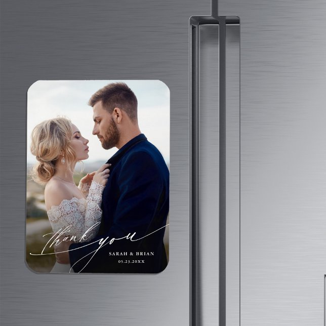Modern Chic Calligraphy Wedding Photo Magnet (Creator Uploaded)