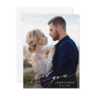 Modern Chic Calligraphy Wedding Photo Thank You