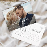 Modern Chic Calligraphy Wedding Photo Thank You  Postcard<br><div class="desc">Elegant and stylish thank you postcard. Perfect for weddings,  birthdays,  graduations,  and other events.  For more advanced customisation of this design,  please click the BLUE DESIGN TOOL BUTTON.</div>
