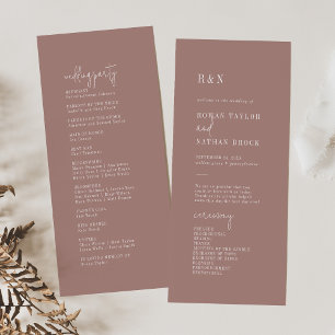 Modern Chic Cinnamon Pink Flat Wedding Program Programme
