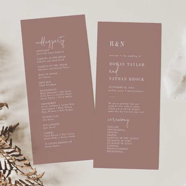 Modern Chic Cinnamon Pink Flat Wedding Program Programme (Creator Uploaded)