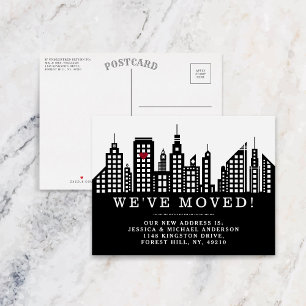 Modern Chic Cityscape New Home Moving Announcement Postcard