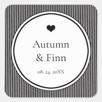 Modern Chic Classic Wedding Custom Favor Square Sticker