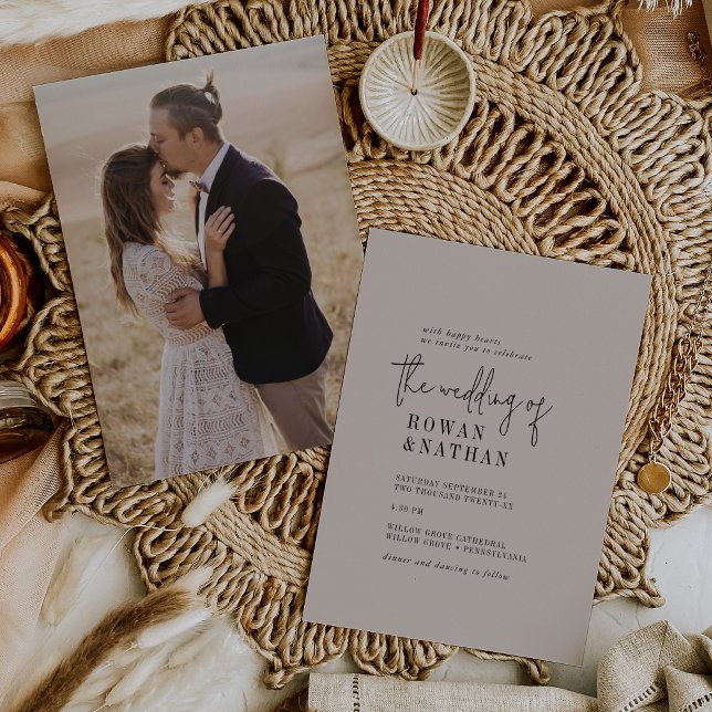 Modern Chic COLOR EDITABLE Photo Back Wedding Invitation (Creator Uploaded)