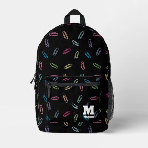 Modern Chic Colourful Paperclips Monogram Name Printed Backpack
