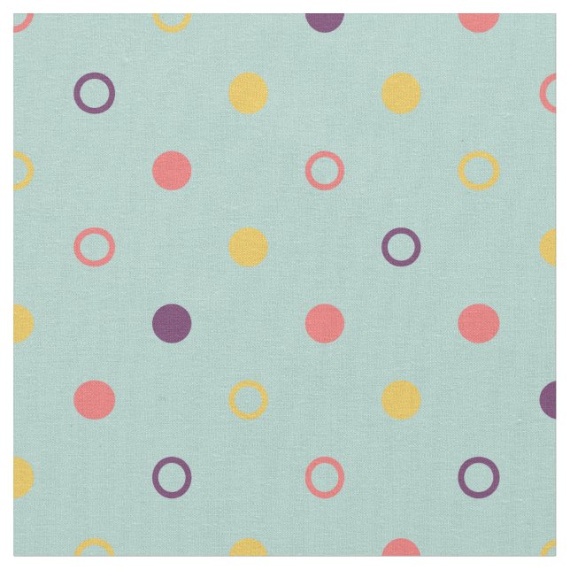 Modern chic colourful polka dots geometric pattern fabric (Close Up)