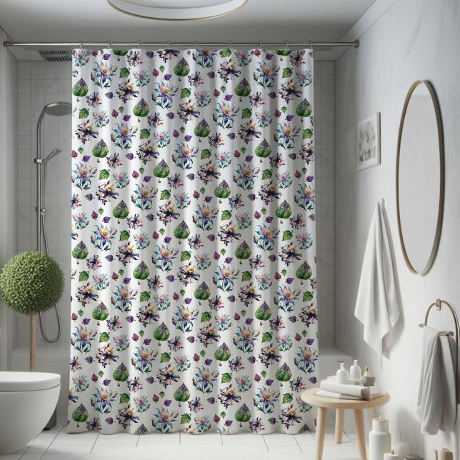Modern Chic Colourful Stained Glass Flower Pattern Shower Curtain (Creator Uploaded)