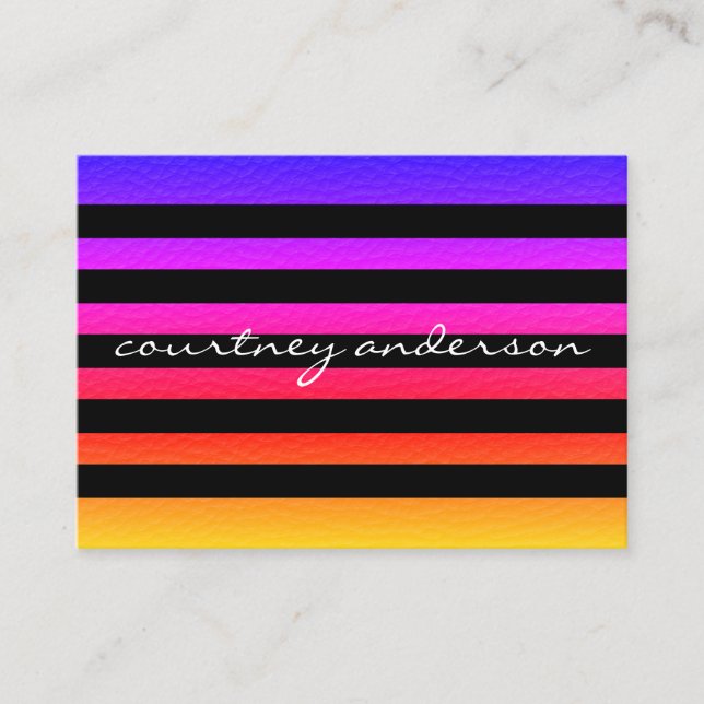 Modern Chic Colourful Texture Black Stripes Business Card (Front)