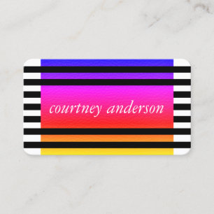 Modern Chic Colourful Texture Black Stripes Business Card