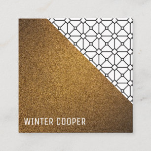 Modern chic copper gold glitter geometric pattern square business card