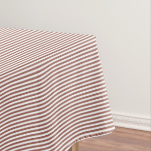 Modern Chic Copper Rust and White Striped Pattern Tablecloth