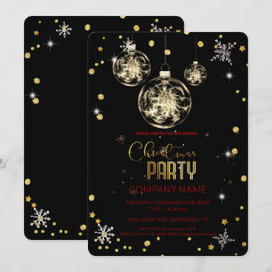Modern Chic Corporate, Christmas gold decoration Invitation