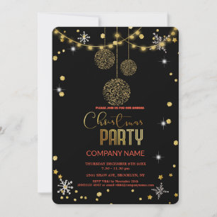 Modern Chic Corporate, Christmas gold decoration Invitation