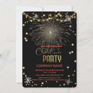 Modern Chic Corporate, Christmas gold decoration Invitation