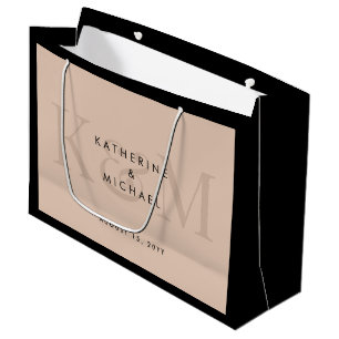Modern Chic Couple Names Bride & Groom Wedding Large Gift Bag